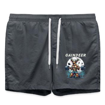Gaindeer Funny Fitness Christmas Design - Swim Trunks - anthracite - Front - AI Model Male 185 light (185cm)