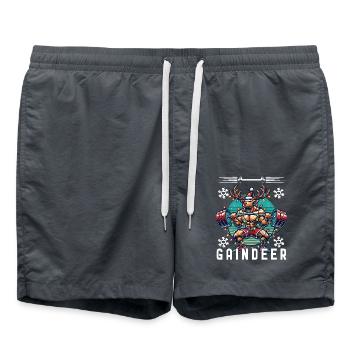 Muscle Reindeer Christmas Fitness - Swim Trunks - anthracite - Front - AI Model Male 185 light (185cm)