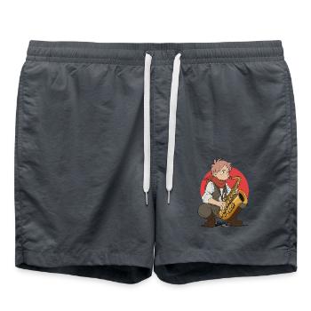 Un garçon joue du saxophone - Short de bain - charbon - Devant - AI Model Male 185 light (185cm)