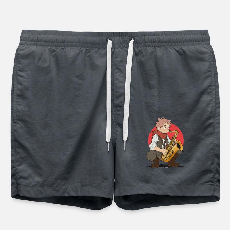 Boy plays saxophone - Swim Trunks - anthracite