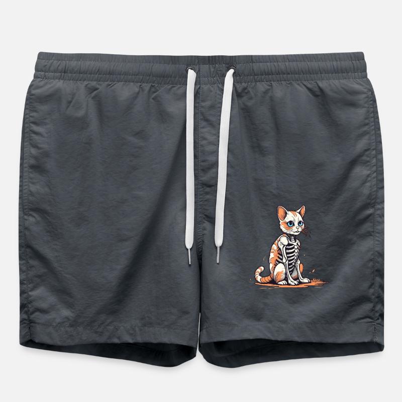 Skeleton Cat - Swim Trunks - anthracite