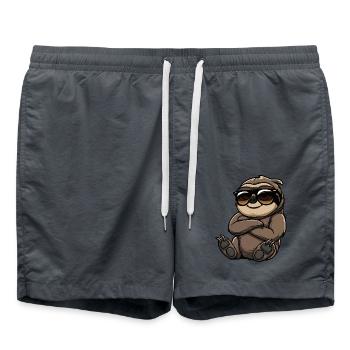 Faultier Cool Comic - Badeshorts - Anthrazit - Vorne - AI Model Male 185 light (185cm)