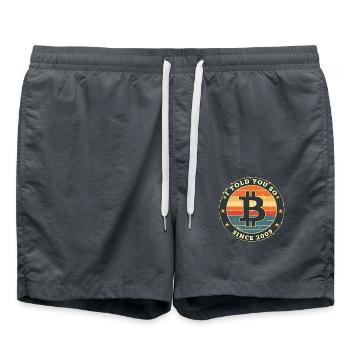 Retro Bitcoin Design – Crypto Fashion for - Swim Trunks - anthracite - Front - AI Model Male 185 light (185cm)