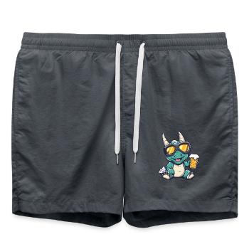 Dinosaurier triceratops Apres Ski Bier - Badeshorts - Anthrazit - Vorne - AI Model Male 185 light (185cm)