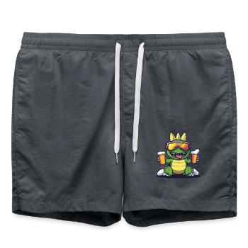 Dinosaur stegosaurus après-ski beer - Swim Trunks - anthracite - Front - AI Model Male 185 light (185cm)