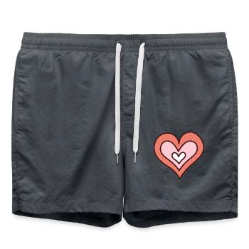 Coeur dessiné à la main - Short de bain - charbon - Devant - AI Model Male 185 light (185cm)