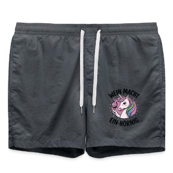 Einhorn und Wein - Badeshorts - Anthrazit - Vorne - AI Model Male 185 light (185cm)