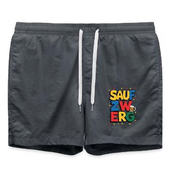 Saufzwerg - Party Fasching Karneval - Badeshorts - Anthrazit - Vorne - AI Model Male 185 light (185cm)