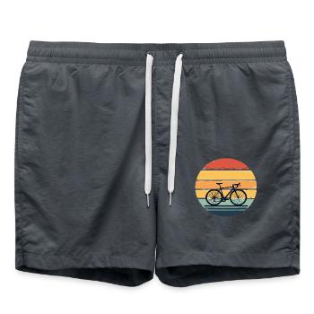 Retro Bike Design Minimalist Bike Outfit - Swim Trunks - anthracite - Front - AI Model Male 185 light (185cm)