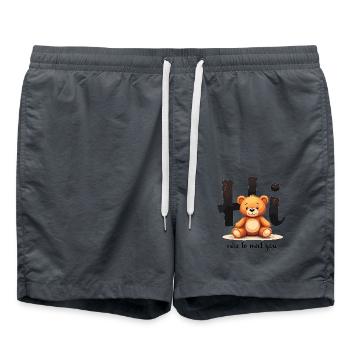 Mignon motif d’ours en peluche – mode enfantine avec un cœur - Short de bain - charbon - Devant - AI Model Male 185 light (185cm)