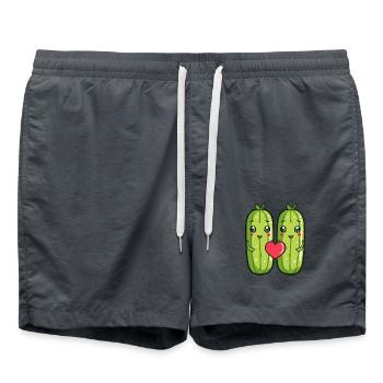 concombre couple amour coeur bande dessinée - Short de bain - charbon - Devant - AI Model Male 185 light (185cm)