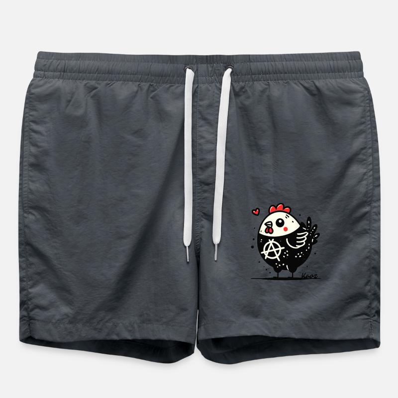 Funny Anarchy Chicken - Swim Trunks - anthracite