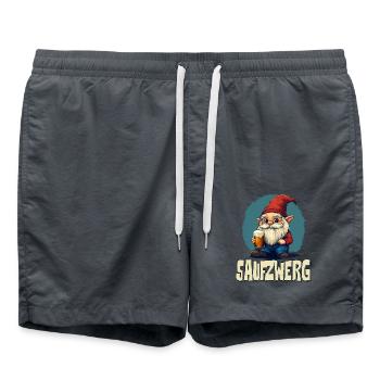 Saufzwerg - Lustiges Karneval Fasching - Badeshorts - Anthrazit - Vorne - AI Model Male 185 light (185cm)