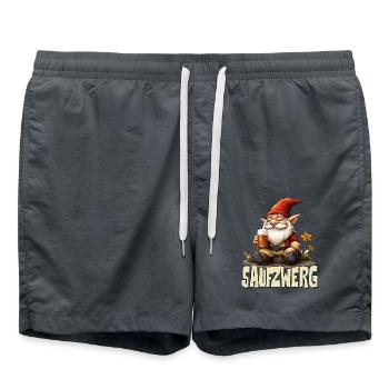 funny dwarf with beer - Swim Trunks - anthracite - Front - AI Model Male 185 light (185cm)