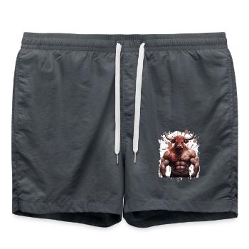 Bull Bull Muscles Musculation Bête - Short de bain - charbon - Devant - AI Model Male 185 light (185cm)