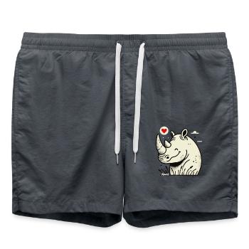 Fröhliches Liebes-Rhinozeros Nashorn - Badeshorts - Anthrazit - Vorne - AI Model Male 185 light (185cm)