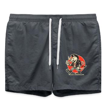 Anarchy Punk Rhino with Pizza - Swim Trunks - anthracite - Front - AI Model Male 185 light (185cm)