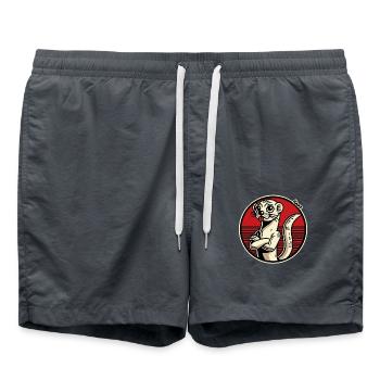 Une belette effrontée tire la langue - Short de bain - charbon - Devant - AI Model Male 185 light (185cm)