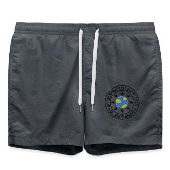 Schwerkraft ist ein Mythos. Die Erde Saugt - Badeshorts - Anthrazit - Vorne - AI Model Male 185 light (185cm)