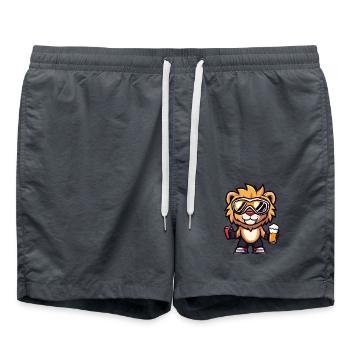 Lion Après-Ski Bière Bande dessinée - Short de bain - charbon - Devant - AI Model Male 185 light (185cm)