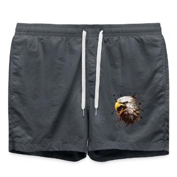 Adler Kopf Porträt Motivation Tier - Badeshorts - Anthrazit - Vorne - AI Model Male 185 light (185cm)