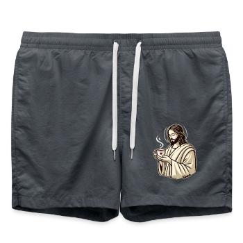 Jesus guy loves coffee - Swim Trunks - anthracite - Front - AI Model Male 185 light (185cm)