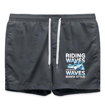 Riding Waves and Making Waves Manta Style für - Badeshorts - Anthrazit - Vorne - AI Model Male 185 light (185cm)