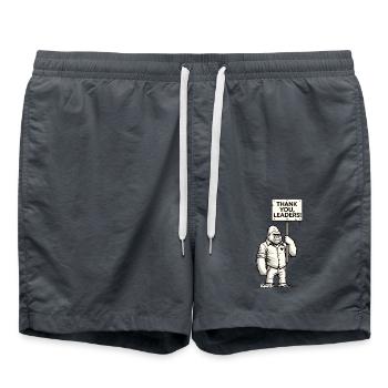 Sarcasme Gorille avec bouclier : Merci, votre chef ! - Short de bain - charbon - Devant - AI Model Male 185 light (185cm)