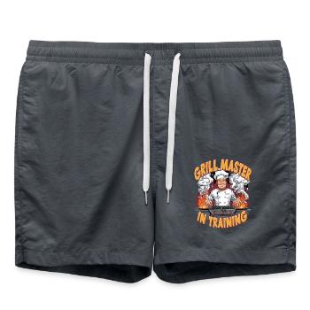 Grillmeister in der Ausbildung Lustiger BBQ-Humor - Badeshorts - Anthrazit - Vorne - AI Model Male 185 light (185cm)