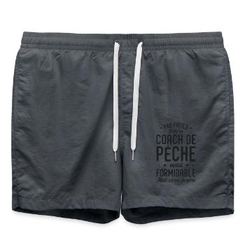 Coach Pêche Formidable Cadeau Pêche Pêcheur - Short de bain - charbon - Devant - AI Model Male 185 light (185cm)