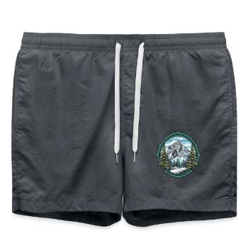 Alpen Ski Berge - Badeshorts - Anthrazit - Vorne - AI Model Male 185 light (185cm)