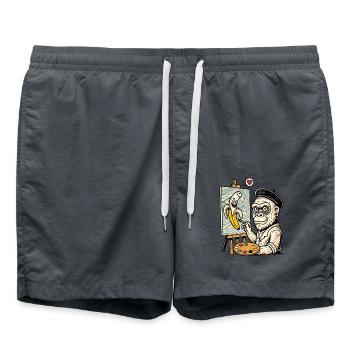 Kunst & Humor: Künstler Gorilla malt Banane - Badeshorts - Anthrazit - Vorne - AI Model Male 185 light (185cm)