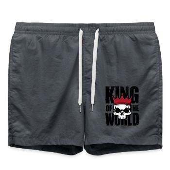 Totenkopf mit Krone King of the World - Badeshorts - Anthrazit - Vorne - AI Model Male 185 light (185cm)