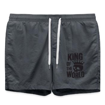Totenkopf mit Krone King of the World - Badeshorts - Anthrazit - Vorne - AI Model Male 185 light (185cm)