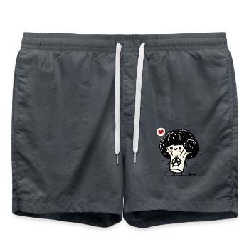 drôle de légume anarcho brocoli punk - Short de bain - charbon - Devant - AI Model Male 185 light (185cm)