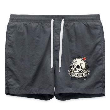 Totenkopf mit Herz: Lebe einen weiteren Tag - Badeshorts - Anthrazit - Vorne - AI Model Male 185 light (185cm)