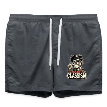 Poor boy with broken glasses: against classism - Swim Trunks - anthracite - Front - AI Model Male 185 light (185cm)
