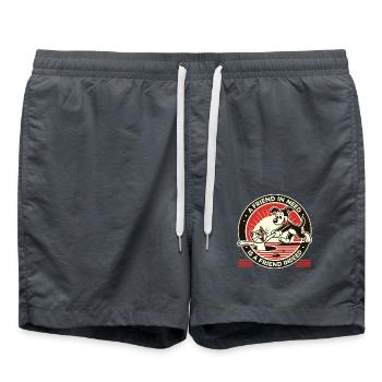 Aider, secourir et être amis – chien et chat - Short de bain - charbon - Devant - AI Model Male 185 light (185cm)