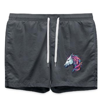 Einhorn Portrait - Badeshorts - Anthrazit - Vorne - AI Model Male 185 light (185cm)