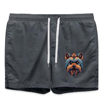 Yorkshire Terrier Dog Portrait - Swim Trunks - anthracite - Front - AI Model Male 185 light (185cm)