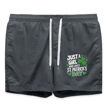 Just a Girl Who Loves St. Patrick's Day Shamrock - Swim Trunks - anthracite - Front - AI Model Male 185 light (185cm)
