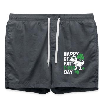 Happy St. Pat T-Rex Day Dinosaur T-Rex Shamrocks - Swim Trunks - anthracite - Front - AI Model Male 185 light (185cm)