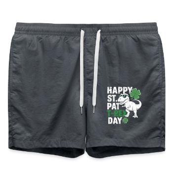 Happy St. Pat T-Rex Day Dinosaur T-Rex Shamrocks - Swim Trunks - anthracite - Front - AI Model Male 185 light (185cm)