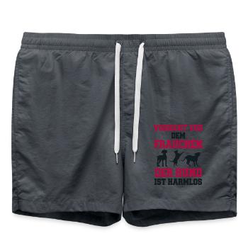 Méfiez-vous du chien chien cadeau chiot maîtresse - Short de bain - charbon - Devant - AI Model Male 185 light (185cm)