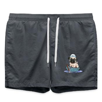 maritim Matrosen Mops Hund Seefahrer Boot - Badeshorts - Anthrazit - Vorne - AI Model Male 185 light (185cm)