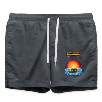 Lustig Erdnuss Seemann Schiff Boot maritim segeln - Badeshorts - Anthrazit - Vorne - AI Model Male 185 light (185cm)
