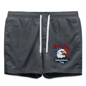 America USA Eagle 4th July Independence Day - Swim Trunks - anthracite - Front - AI Model Male 185 light (185cm)