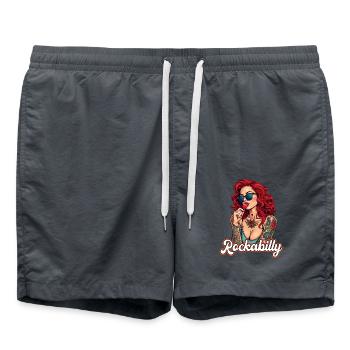 Cool Rockabilly Frau im Syle der 50er - Badeshorts - Anthrazit - Vorne - AI Model Male 185 light (185cm)