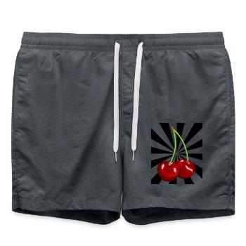 Rockabilly Retro Vintage Cherries Cherry 80s - Swim Trunks - anthracite - Front - AI Model Male 185 light (185cm)