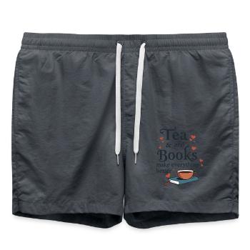 Tea and Books Saying Quote Bookworm - Swim Trunks - anthracite - Front - AI Model Male 185 light (185cm)